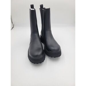 Emmshu Tabaco Women's Mid Calf Boots Black Pull-on Thick Sole Sz 41  US (10)